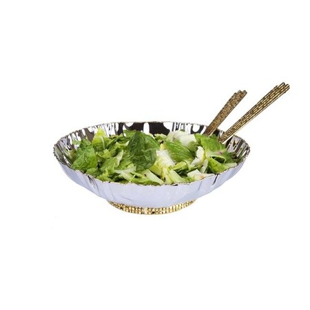 Classic Touch Decor Classic Touch TMGB07 Stainless Steel Salad Bowl with Mosaic Handles - 12.5 x 10 x 5.2 in. TMGB07